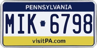 PA license plate MIK6798