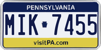 PA license plate MIK7455