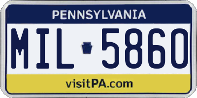 PA license plate MIL5860