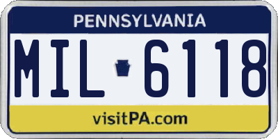 PA license plate MIL6118