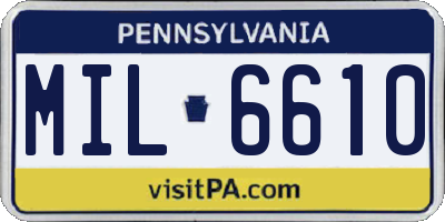 PA license plate MIL6610