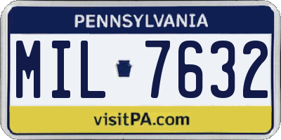 PA license plate MIL7632