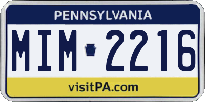 PA license plate MIM2216