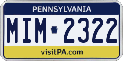 PA license plate MIM2322