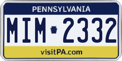 PA license plate MIM2332