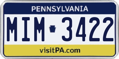 PA license plate MIM3422