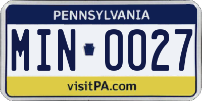 PA license plate MIN0027