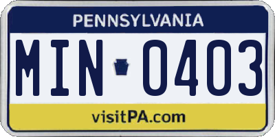 PA license plate MIN0403