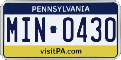 PA license plate MIN0430