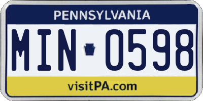 PA license plate MIN0598
