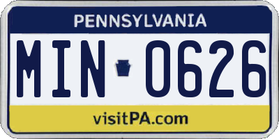 PA license plate MIN0626