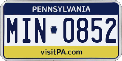 PA license plate MIN0852