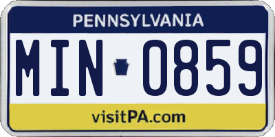 PA license plate MIN0859