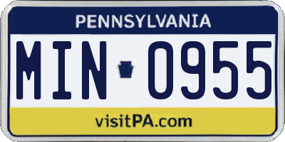 PA license plate MIN0955