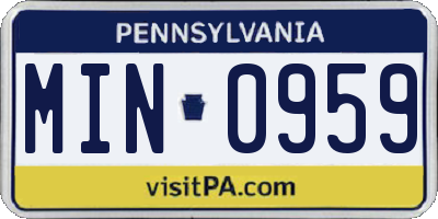 PA license plate MIN0959