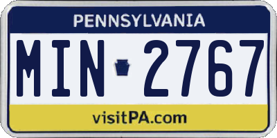 PA license plate MIN2767