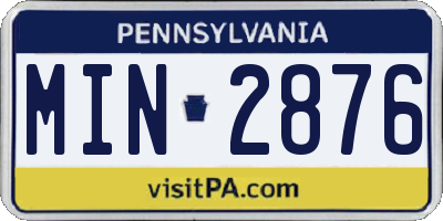 PA license plate MIN2876