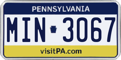 PA license plate MIN3067