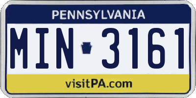 PA license plate MIN3161