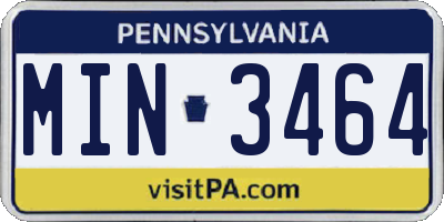 PA license plate MIN3464