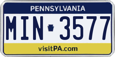 PA license plate MIN3577