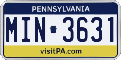 PA license plate MIN3631