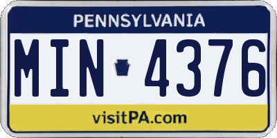 PA license plate MIN4376