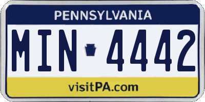 PA license plate MIN4442