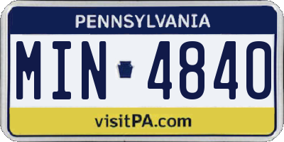 PA license plate MIN4840