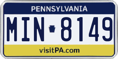 PA license plate MIN8149