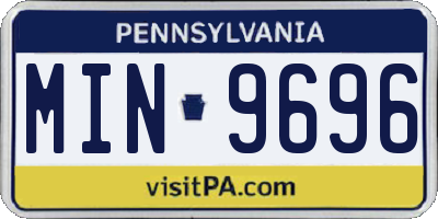 PA license plate MIN9696