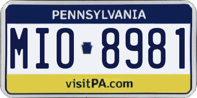 PA license plate MIO8981