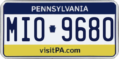 PA license plate MIO9680