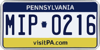PA license plate MIP0216