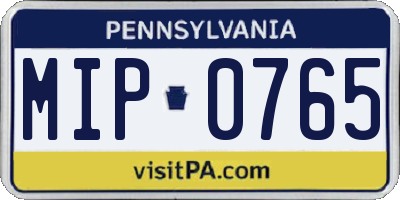 PA license plate MIP0765