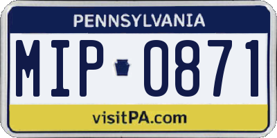 PA license plate MIP0871