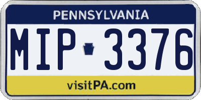 PA license plate MIP3376