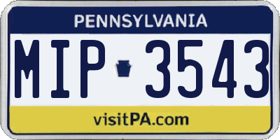 PA license plate MIP3543