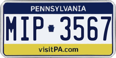 PA license plate MIP3567