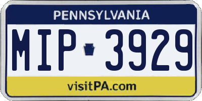 PA license plate MIP3929