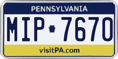 PA license plate MIP7670