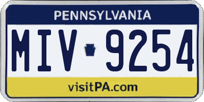 PA license plate MIV9254