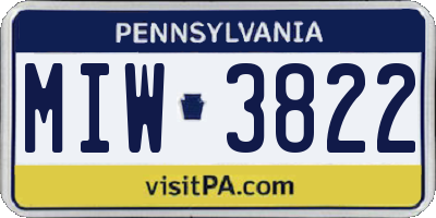 PA license plate MIW3822