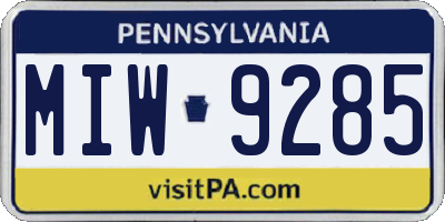 PA license plate MIW9285