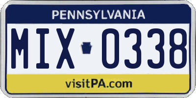 PA license plate MIX0338