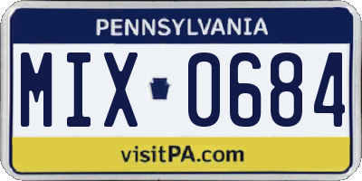 PA license plate MIX0684