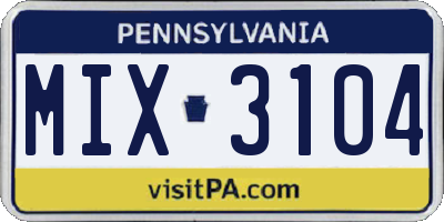 PA license plate MIX3104