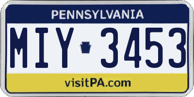 PA license plate MIY3453