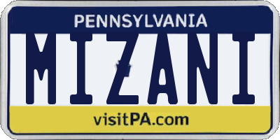 PA license plate MIZANI