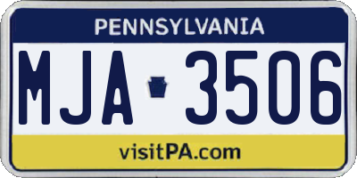 PA license plate MJA3506